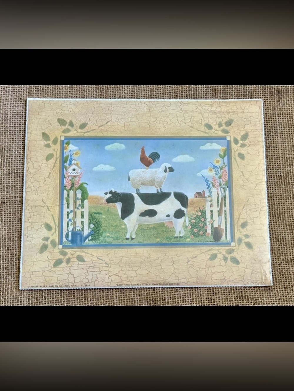 Vintage Barn Yard Animals II By Elizabeth King Brownd Art Print Cow Pig Rooster